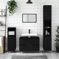 Toaletki - Szafka łazienkowa, czarna, 80x33x60 cm, materiał drewnopochodny Lumarko! - miniaturka - grafika 1