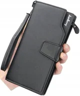 Portfele - Duży Męski portfel skórzany zatrzask czarny skóra ekologiczna elegancki - miniaturka - grafika 1
