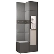 Meble do przedpokoju - Garderoba półszafa z lustrem szafka na buty meble do przedpokoju z panelami tapicerowanymi ORION 34 dąb artisan biały grafit - miniaturka - grafika 1