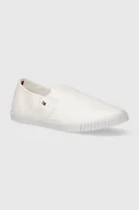 Trampki damskie - Tommy Hilfiger tenisówki CANVAS SLIP-ON SNEAKER damskie kolor biały FW0FW07806 - miniaturka - grafika 1
