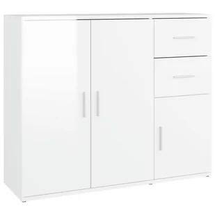 Szafka, biała, połysk, 91x29,5x75 cm, materiał drewnopochodny Lumarko! - Szafki do salonu - miniaturka - grafika 3