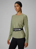 Koszulki sportowe damskie - 4F Longsleeve do biegania szybkoschnący damski - oliwkowy XL - miniaturka - grafika 1