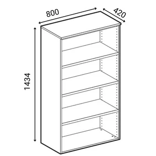 Szafa biurowa kombinowana PRIMO GRAY, drzwi przesuwne na 2 poziomach, 1434 x 800 x 420 mm, szary/wiśnia - Szafy biurowe - miniaturka - grafika 1