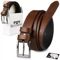 Paski - Beltimore skórzany pasek męski brązowy wąski E16 : Kolory - brązowy, beżowy, Rozmiar pasków - r.90-105 cm - miniaturka - grafika 1