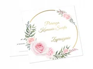 Kartki okolicznościowe i zaproszenia - Zaproszenia na I Komunię Świętą - 6 szt różowe - miniaturka - grafika 1