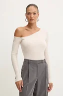 Swetry damskie - Patrizia Pepe body wełniane kolor beżowy lekki 2K0302 K214 - miniaturka - grafika 1