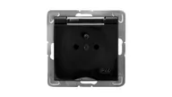 Gniazdka elektryczne - Ospel IMPRESJA Gniazdo bryzgoszczelne z uziemieniem IP-44 wieczko przezroczyste czarny metalik GPH-1YZ/m/33/d GPH-1YZ/m/33/d - miniaturka - grafika 1