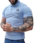 Koszulki męskie - KOSZULKA MĘSKA POLO NIEBIESKA MAŁE LOGO FURIA - miniaturka - grafika 1