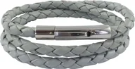 Naszyjniki męskie - König Design skórzany naszyjnik skórzany pasek skórzana bransoletka 6 mm męski naszyjnik 17 cm - 100 cm pleciony, długość: 45 centymetrów, kolor: jasnoszary - miniaturka - grafika 1
