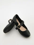 Buty dla dziewczynek - Reserved - Skórzane baleriny z klamrą - czarny - miniaturka - grafika 1
