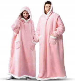 BLUZA KOC KOCOBLUZA CIEPŁA DLA DOROSŁYCH DŁUGA KOCYK RÓŻOWA DŁUGA MIĘKKA - Bluzy damskie - miniaturka - grafika 1