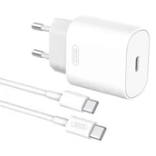 Ładowarki do telefonów - XO ładowarka sieciowa L91 PD 25W 1x USB-C biała + kabel USB-C - USB-C - miniaturka - grafika 1