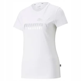 Puma Koszulka Damska T-shirt Ess Metallic Logo Tee Biała R.s - Koszulki i topy damskie - miniaturka - grafika 1