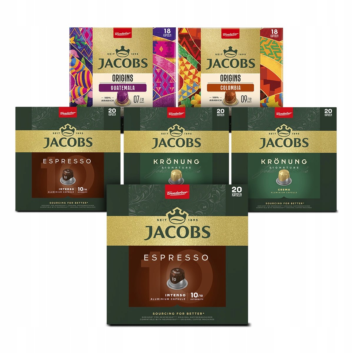 Kapsułki Jacobs do Nespresso(r)* Espresso, Kronung, Origins 5+1