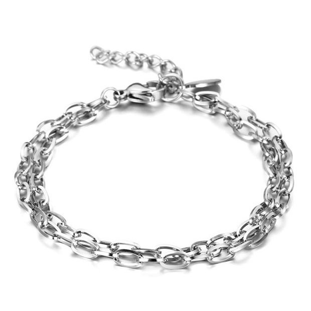 Bransoletka męska łańcuch stal chirurgiczna srebrna podwójna