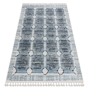 Dywan nowoczesny BELLE BR22A beż / niebieski Frędzle beżowy 180x270 cm - Dywany - miniaturka - grafika 1