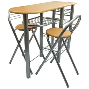 vidaXL Zestaw stolik i dwa krzesła, drewniane - Stoły z krzesłami - miniaturka - grafika 1