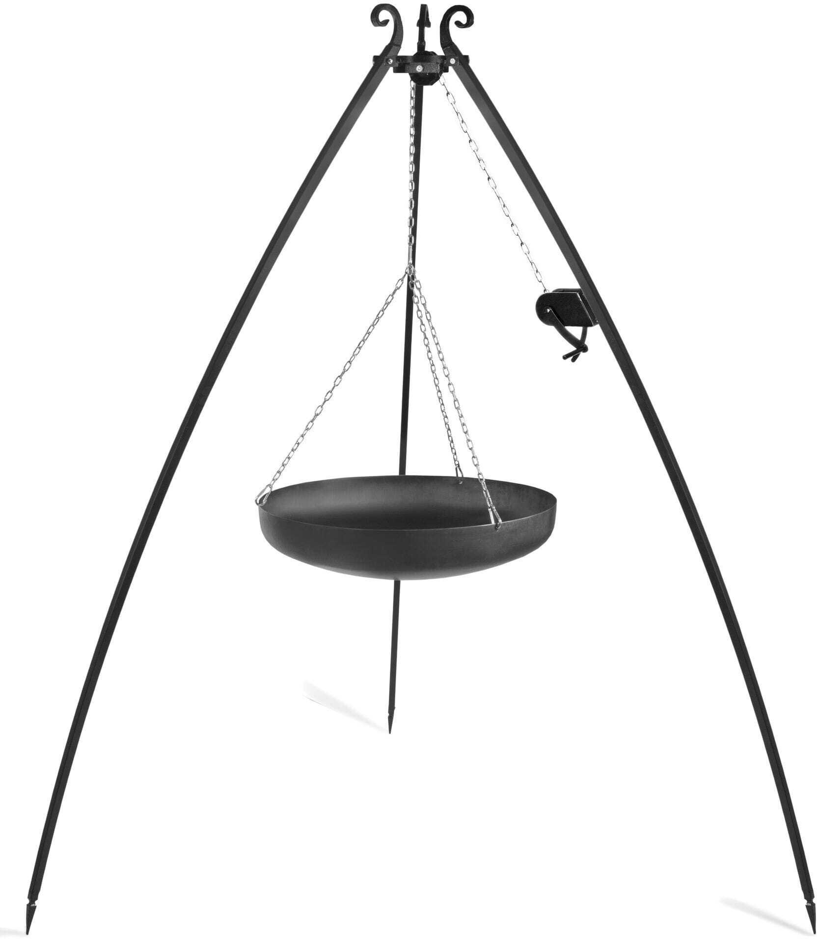 Tyletegotu Wok na trójnogu z kołowrotkiem 200 cm, LARGO, stal naturalna, 60 cm