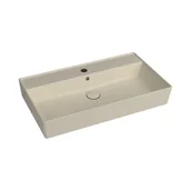 Umywalki - Massi Umywalka ceramiczna nablatowa / wisząca beżowa z półką i otworem na baterie 80 x 45 cm LERA Ivory - miniaturka - grafika 1