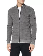 Swetry męskie - camel active Męski sweter z kardigan, Szary (Heather Grey), 6XL - miniaturka - grafika 1