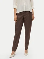 Spodnie damskie - Vero Moda Chinosy Nila 10320940 Brązowy Tapered Fit - miniaturka - grafika 1