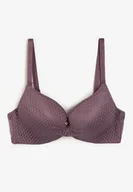 Biustonosze - Fioletowy Biustonosz z Koronką Push-Up na Regulowanych Ramiączkach Seraine - miniaturka - grafika 1