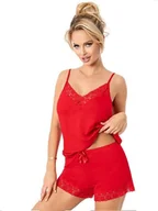 Piżamy damskie - Piżama Niki Short Czerwona - miniaturka - grafika 1