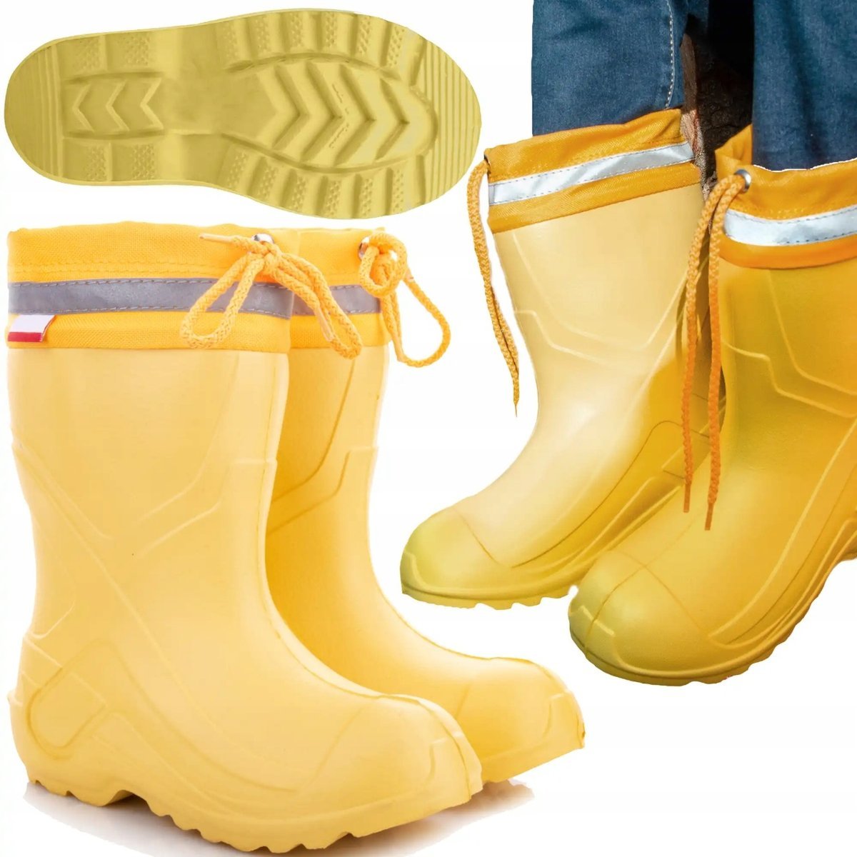 Kalosze dla dzieci DZIECIĘCE piankowe gumowce do szkoły z odblaskiem 32/33