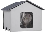Legowiska dla kotów - Ogrzewany Domek dla Kota Szary 44x48x56 cm - miniaturka - grafika 1
