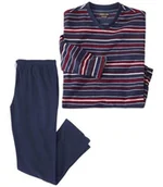 Piżamy męskie - Piżama z mikropolaru Mężczyzna Atlas For Men - Kolor : Pasiasty - Rozmiar : 5XL - miniaturka - grafika 1