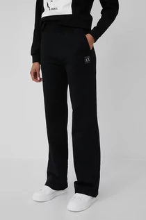 Spodnie damskie - Armani Exchange Armani Exchange spodnie dresowe bawełniane damskie kolor czarny gładkie - grafika 1