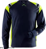 Odzież robocza - Koszulka męska długi rękaw trudnopalny antyelektrostatyczna mankiety ściągacz elementy odblaskowe odblaski granatowo-żółty TFLH modakryl FRSTDS-7072 L - miniaturka - grafika 1