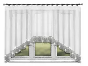 Firana Gotowa KATANIA Cyrkonie ŁUK 300x150 WOAL 3m - Firany - miniaturka - grafika 1