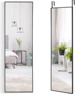 Lustra - Lustro ścienne 120 x 37 cm, pełnowymiarowe lustro do montażu na ścianie i drzwiach, lustro drzwiowe z 3 regulowanymi haczykami, szkło hartowane i metalowa rama, wiszące lustro do garderoby (czarne) - miniaturka - grafika 1