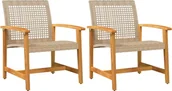 Fotele i krzesła ogrodowe - vidaXL Krzesła ogrodowe 2 szt. Beżowy polirattan i drewno akacjowe - miniaturka - grafika 1