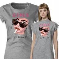 Koszule damskie - PIŻAMA DAMSKA SZARA Koszula Nocna Na Prezent GIRLS RULE THE WORLD Wzory - S - miniaturka - grafika 1