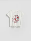 Bluzki dla niemowląt - Reserved - Bawełniany t-shirt z nadrukiem - złamana biel - miniaturka - grafika 1