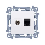 Gniazdka elektryczne - Kontakt-Simon Kontakt Simon Simon 10 Gniazdo antenowe typu F + komputerowe RJ45 kat.5e biały CASFRJ455.01/11 CASFRJ455.01/11 - miniaturka - grafika 1
