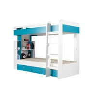 Łóżka dla dzieci i młodzieży - Łóżko Piętrowe MO19 Mobi Meblar Biały Lux / Turkus - miniaturka - grafika 1