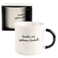 Kubki - Biały kubek z porcelany "Kawka nie wyklucza herbatki" 380 ml - miniaturka - grafika 1