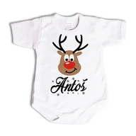 Body dla niemowląt - BODY ŚWIĄTECZNE Renifer Z IMIENIEM Krótki Rękaw Prezent - 92 - miniaturka - grafika 1
