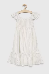 Sukienki i spódniczki dla dziewczynek - GAP sukienka dziecięca kolor biały midi rozkloszowana - Gap - grafika 1