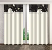 Zasłony - Zasłona gotowa na żabki, 160x250, ecru w kwiaty, ZMK-115 - miniaturka - grafika 1