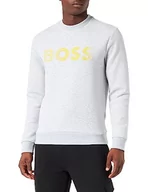 Bluzy męskie - BOSS Męska bluza Salbo 1 z mieszanki bawełny z trójwymiarowym haftem logo, Light/Pastel Grey57, 6XL - miniaturka - grafika 1