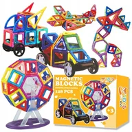Klocki - Klocki magnetyczne PANELE KONSTRUKCYJNE edukacyjne kolorowe 3D zestaw 128el - miniaturka - grafika 1