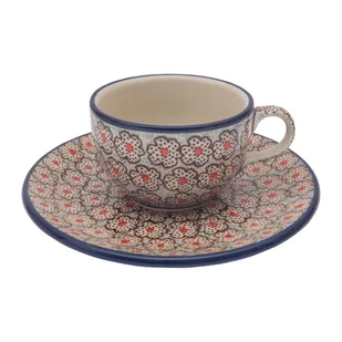 FILIŻANKA podwójne espresso 100 ml ze spodkiem - Ceramika Artystyczna Bolesławiec - Filiżanki - miniaturka - grafika 1