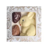 Czekolada - Wielkanocny Zając z pisankami z mlecznej, białej i deserowej czekolady (50g) - miniaturka - grafika 1
