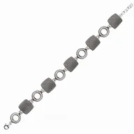 Bransoletki - Srebrna bransoletka z cyrkoniami oksydowana pr925 - miniaturka - grafika 1