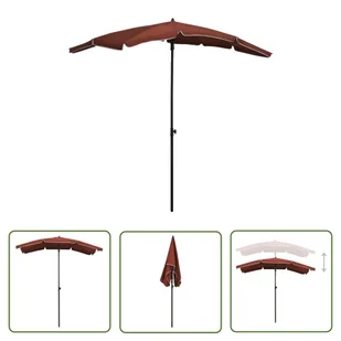 The Living Store Parasol ogrodowy na słupku - 200x130 cm - terakota - Parasol Ogrodowy - Parasole ogrodowe - miniaturka - grafika 1