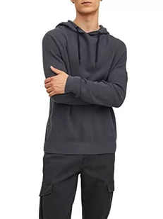 Jack&JONES męska bluza z kapturem JCOCLASSIC Waffle Knit Hood SN z kapturem, asfalt, L - Bluzy męskie - miniaturka - grafika 1